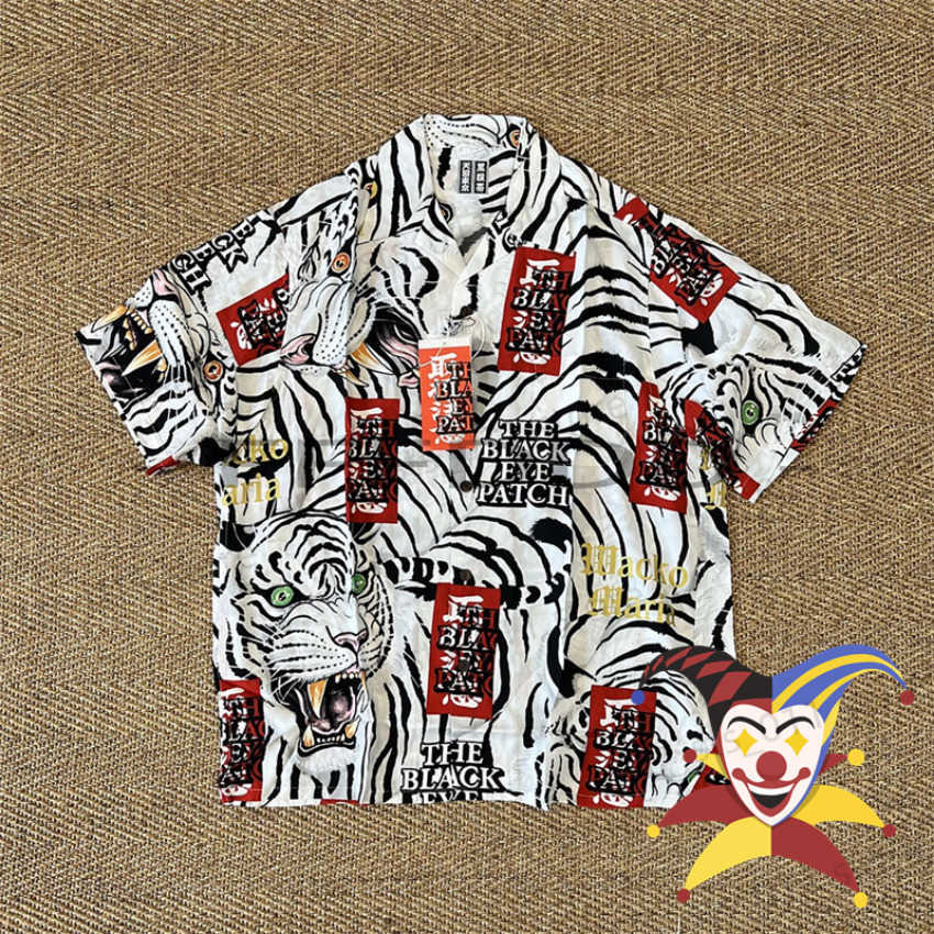 

Men's Casual Shirts WACKO MARIA Black Eyepatch Full Print Tiger Shirt Men Women Hawaii Beach Shirts T230419, 21