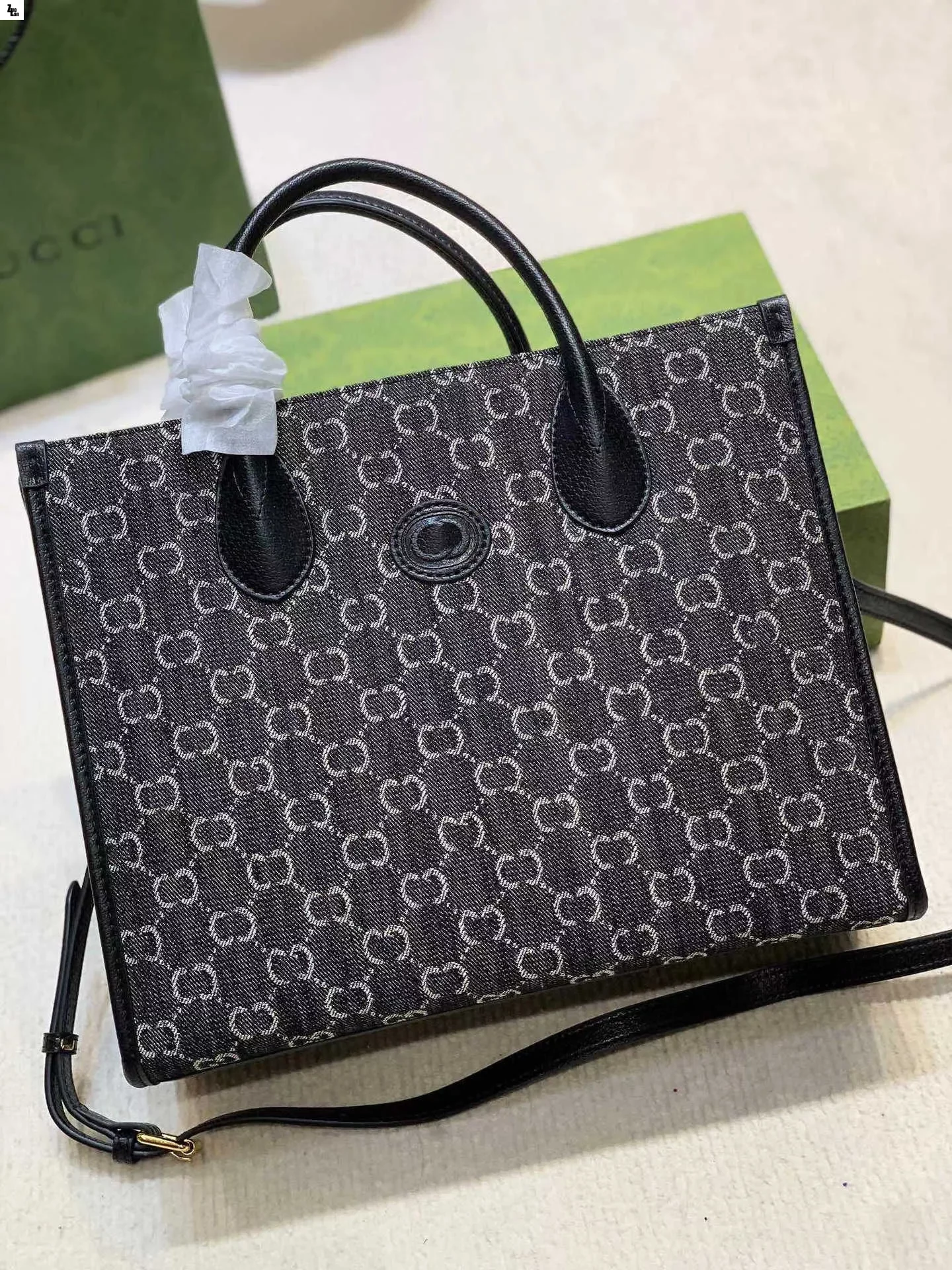 

5A 2023 New Color Big Tote Bag 659983 Printing Portable Big Bag Cowhide Commuting to Work One Shoulder Large Capacity