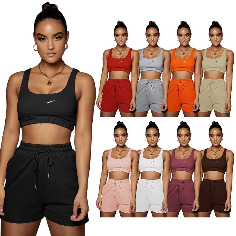 

Casual Solid Shorts Sets Ladies Tracksuits Crop Top And Drawstring Shorts 2 Piece Matching Sportswear Set Summer Athleisure Outfits, Purple