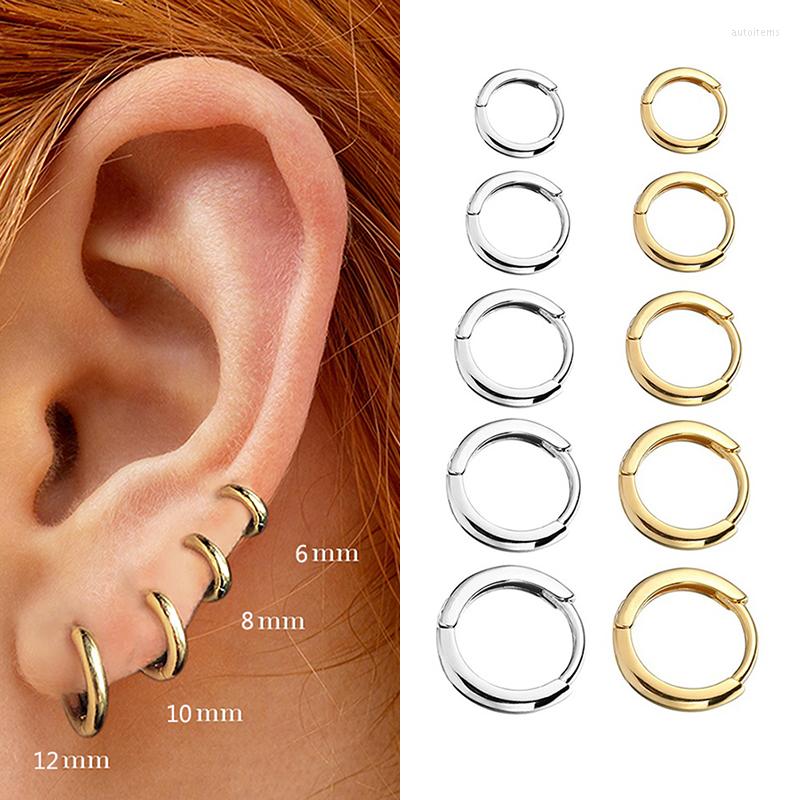 

Hoop Earrings Minimal Glossy Gold Color Tiny Cartilage Piercing Accessory Trendy Small Huggie Female Hoops For Men