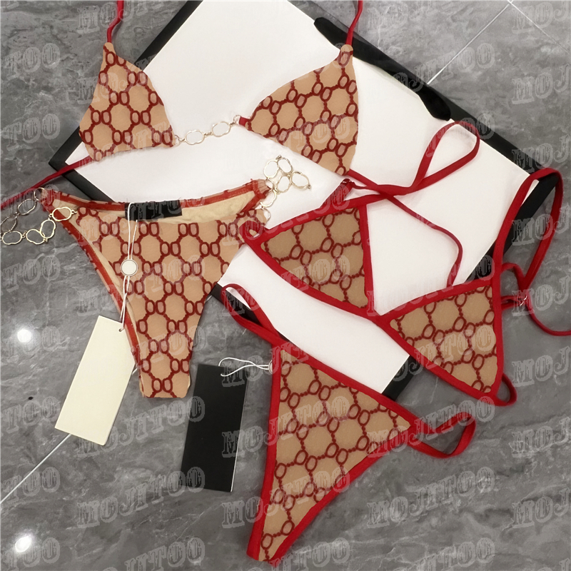 

Womens Swimwear Split Bikinis Sets Letters Chain Swimsuit Designer Vacation Style Swimwear Party Padded Bathing Suits, #665