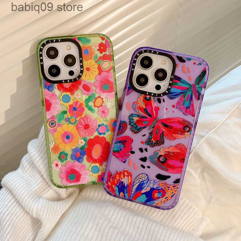 

Cell Phone Cases CASETIFY Art Butterfly Fresh Flowers Glitter Case For iPhone 14 13 11 12 Pro Max Luxury Colorful Shockproof Acrylic Clear Cover T230419
