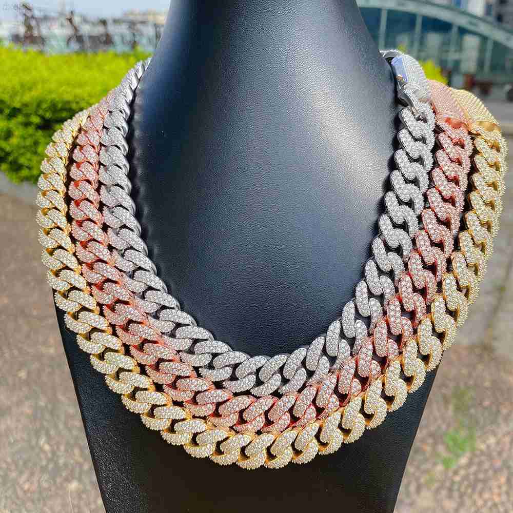 

High quality fashion hip hop gold plated gra certificate men bling moissanite cuban link chain jewelry necklace