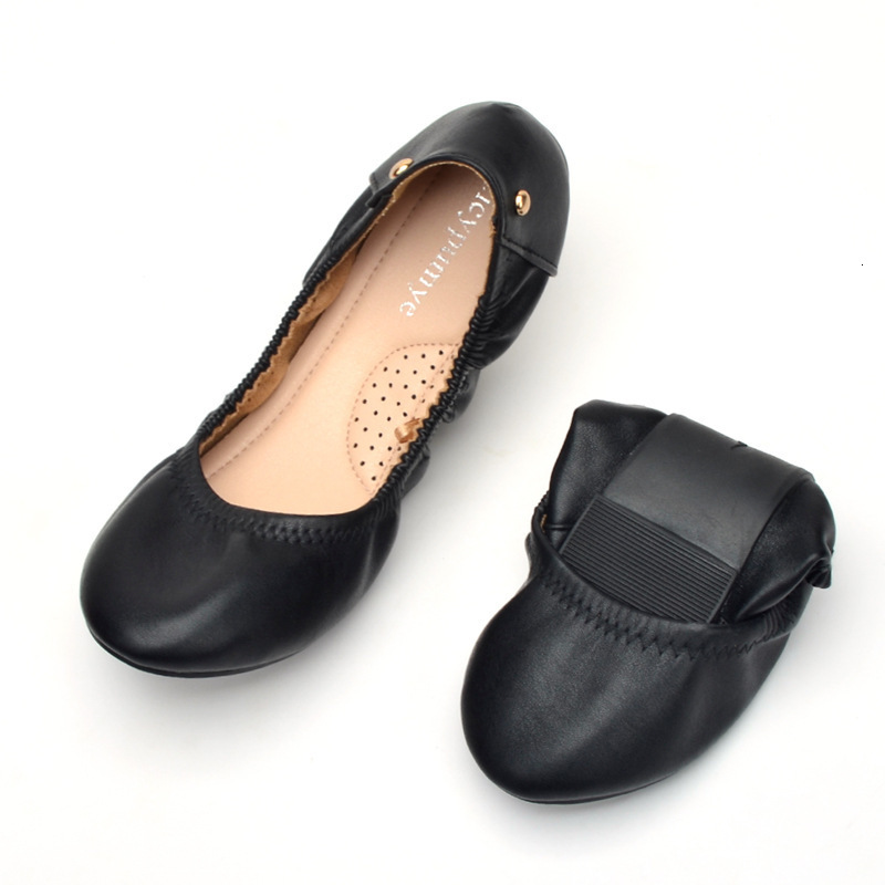 

Sandal Roll Shoes Solid Color Thickened Soft Bottom Ladies Ballet Flat Loafers Spring Curved Boat 230419, Black