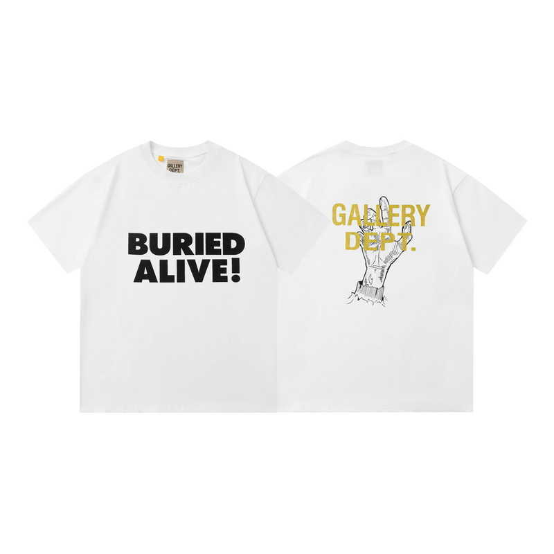 

Fashion Designer Clothing Tees Rock Tshirt Summer New Galleryes Depts Back Gold Plated Short Sleeve Small Trend brand Letter T-shirt Men Women High Street Couple, White