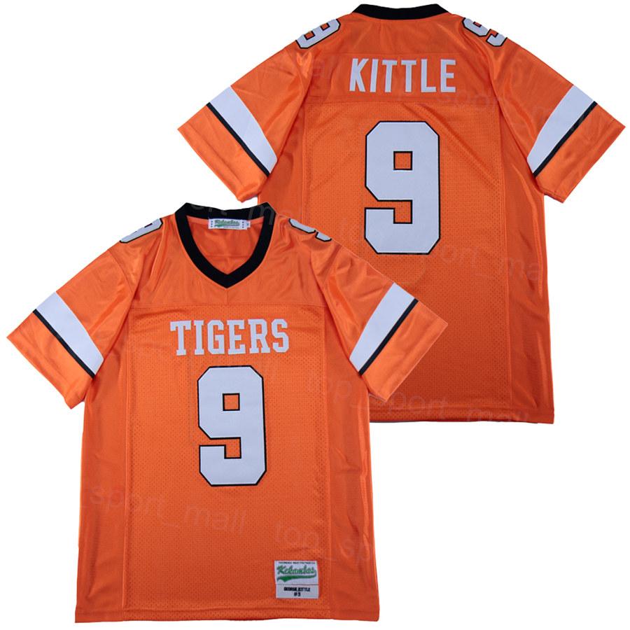 

High School Football 9 George Kittle Jersey Norman Tigers Mens Orange Team Color Moive College Embroidery And Sewing Breathable For Sport Fans University Vintage, White