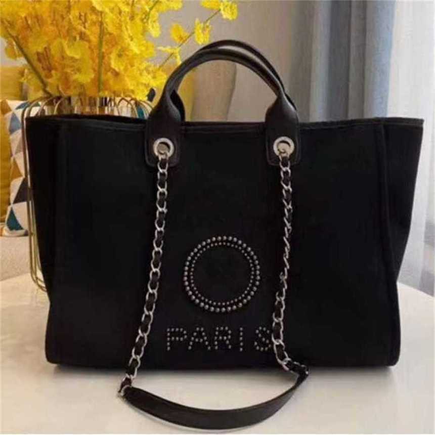 

50% off Label Luxury Pearl Beach Bag Canvas Portable Large Capacity Classic Big Handbags Rtki, Beige