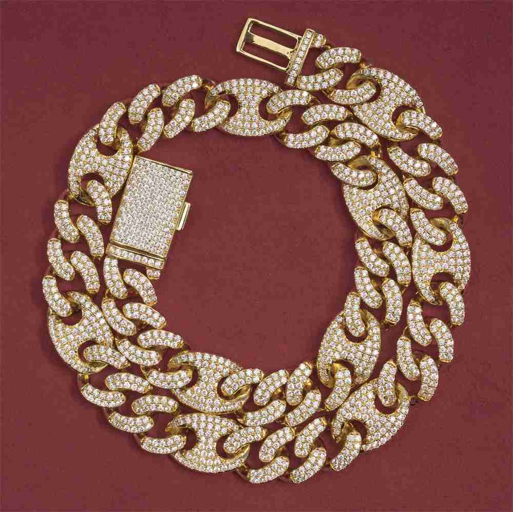 

925 sterling silver necklace with iced out vvs moissanite jewelry diamond cuban link chain