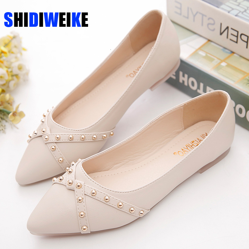 

Sandals Woman Flats Shoes Rivet Spring Summer Female Metal Pointed Toe Casaul Comfortable Loafers AD220 230419, Pink