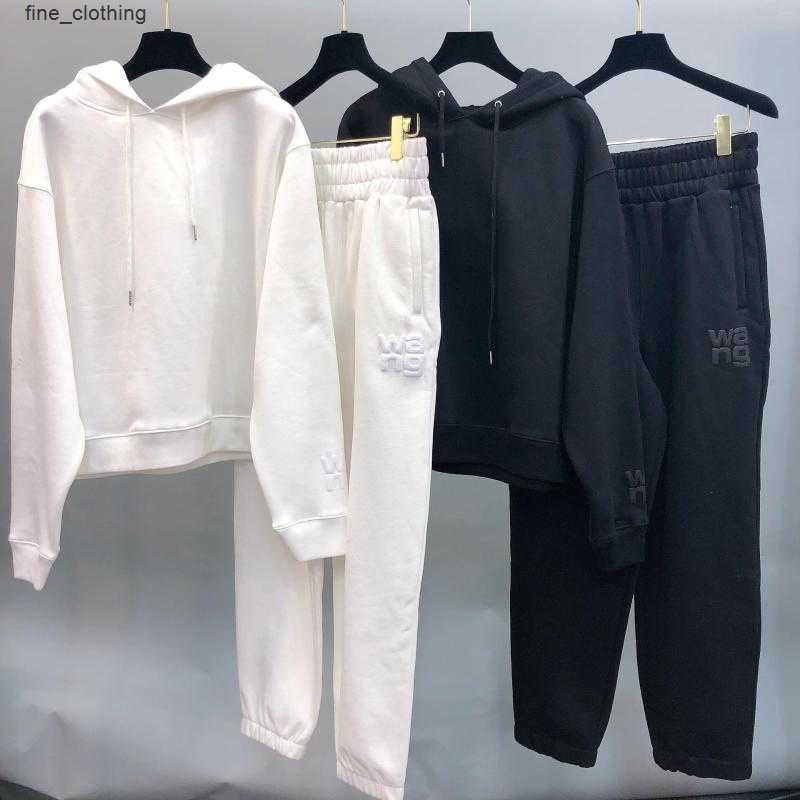 

Women' Two Piece Pants Wang Autumn And Winter Women' Hooded Blue Fleece Thick Warm Sweatshirts Cuffs Letters Foam Printed Hoodies, Purple fleece pants