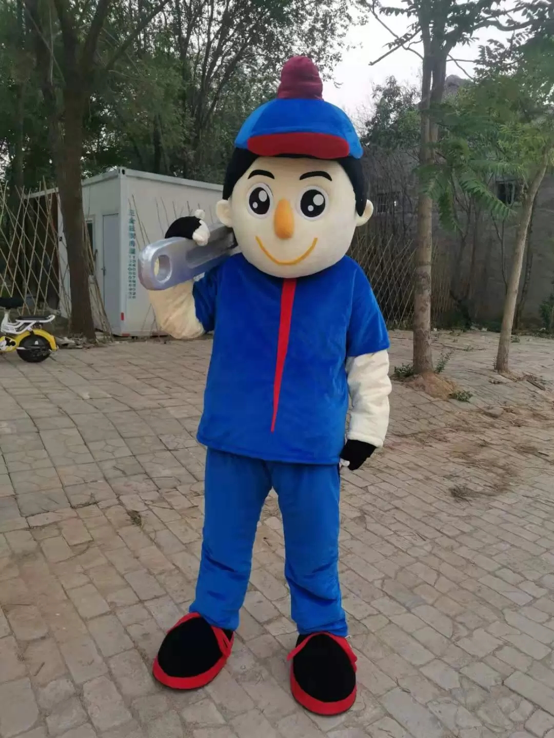 

Promotional Mascot Costumes construction worker Repairman Mascot Costumes Halloween Cartoon Adult Size Fancy Dress, As picture