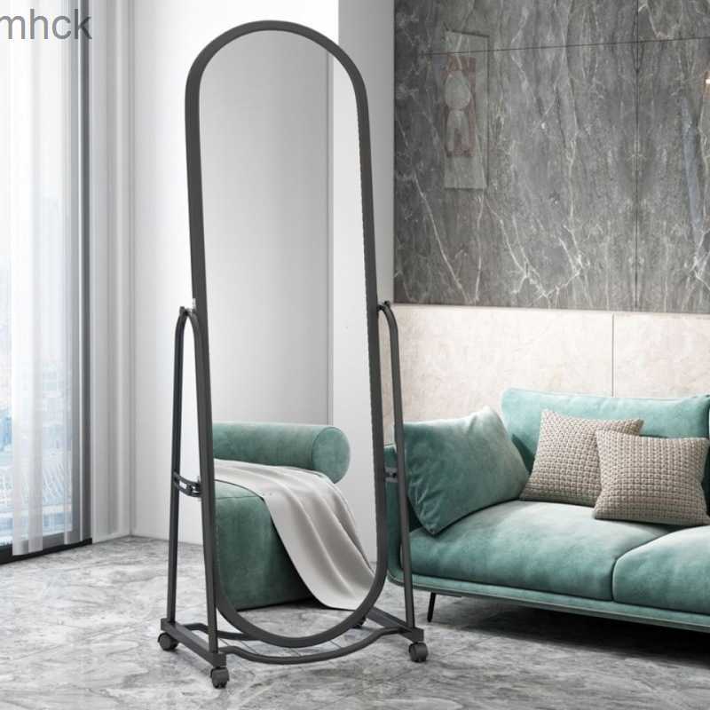 

Movable full body mirror with wheels full body mirror in modern minimalist clothing store slimming fitting mirror movable
