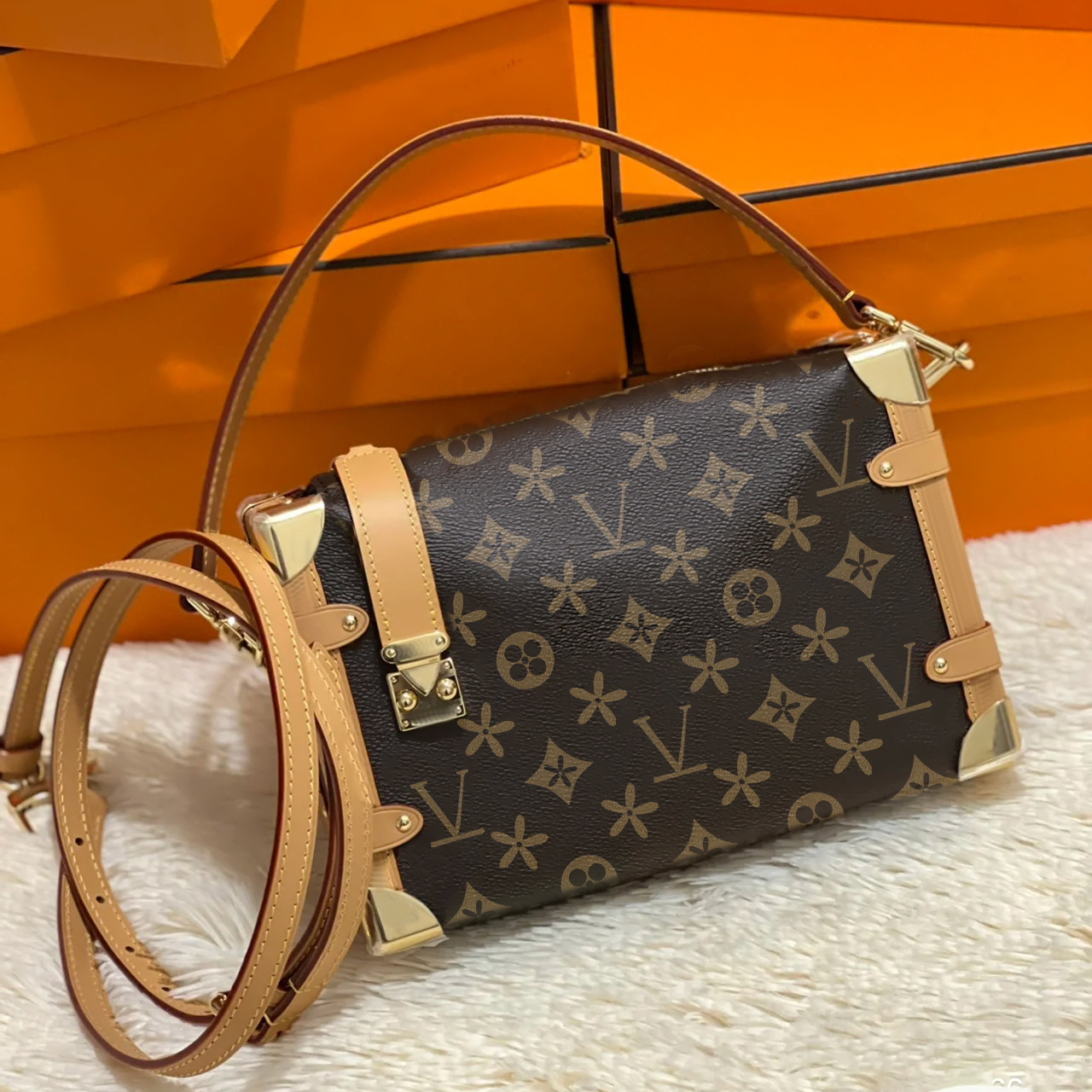 

Luxury Designer classic trunk box bags viutonity Womens mens M46358 M21741 handbags Embossed Shoulder clutch crossbody bag pochette nano travel cosmetic Bag purse, Brown embossed