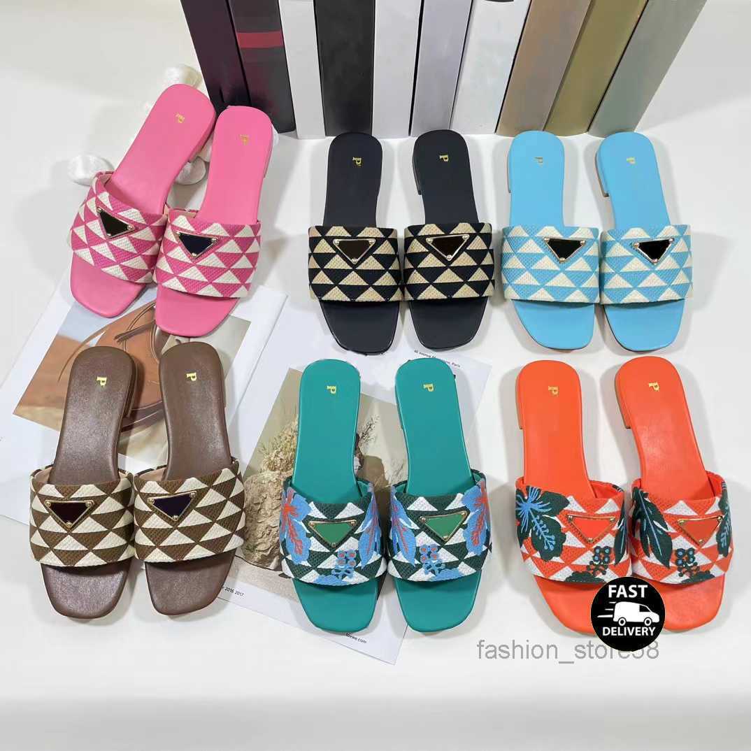 

Italy Designer slipper Women Flat milano Sandals Slides Mule Shoe Luxury Brands Shoes Woman Ladies Summer Flip Flops Slippers Fashion Miller 6 color, P002