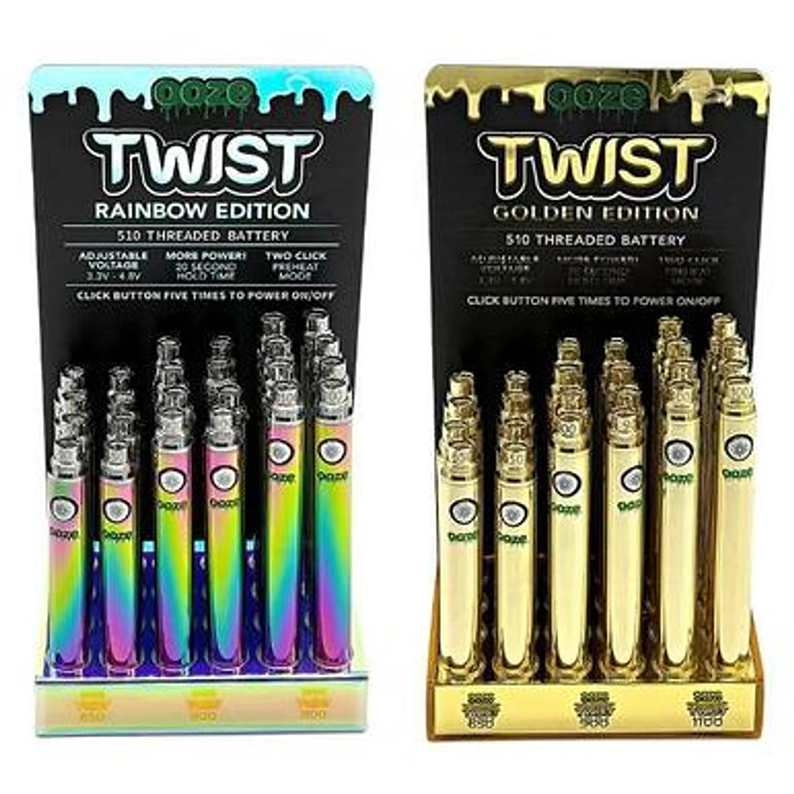 

OOZE/TWIST battery display stand set, suitable for all 510 threads, 8 of each size are included: 650, 900, and 1100mAh.