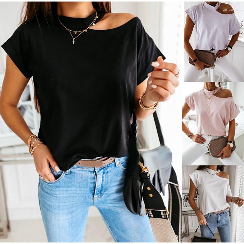 

Girls T shirt Off Shoulder Short Sleeve White Solid Black Ladies Tshirts Halter Summer Fashion Casual T Shirts Tops Women
