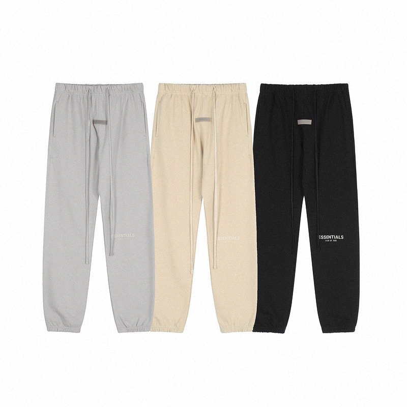 

22ss FOG double-line EE flocking rope high street pants new men's and women's couples pants wholesale N3Qi#, Cement white