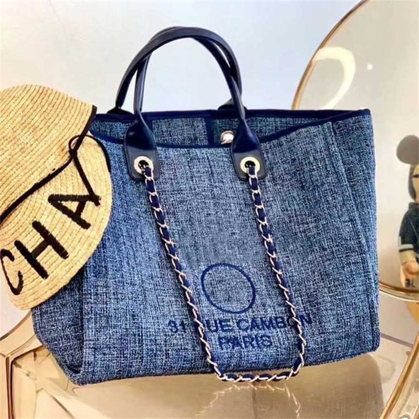 

50% off Luxury Women's Handbags Canvas Embroidered Beach Bag Classic High Designer Large Small 4y57, Sky blue
