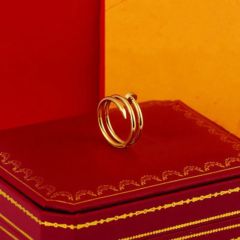 

Fashion designer ring for women classic trend brand nail silk finger ring couples double couple rings fashion versatile jewelry personalized custom