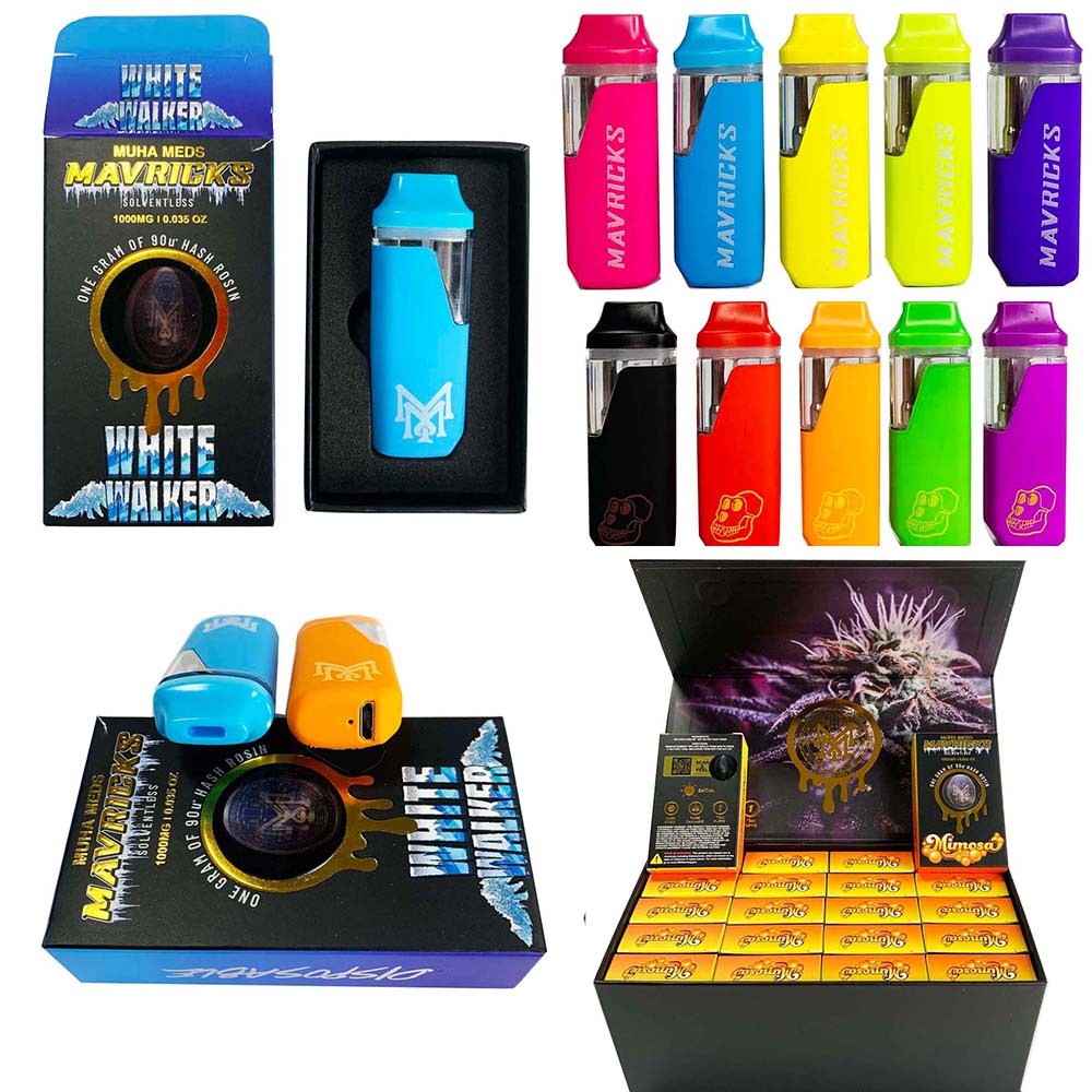 

New MUHA MEDS Disposable Vape Pens Rechargeable Battery 280mah 1.0ml Ceramic Coil Cartridges E cigarettes Empty Oil Carts with packaging 10 flavors