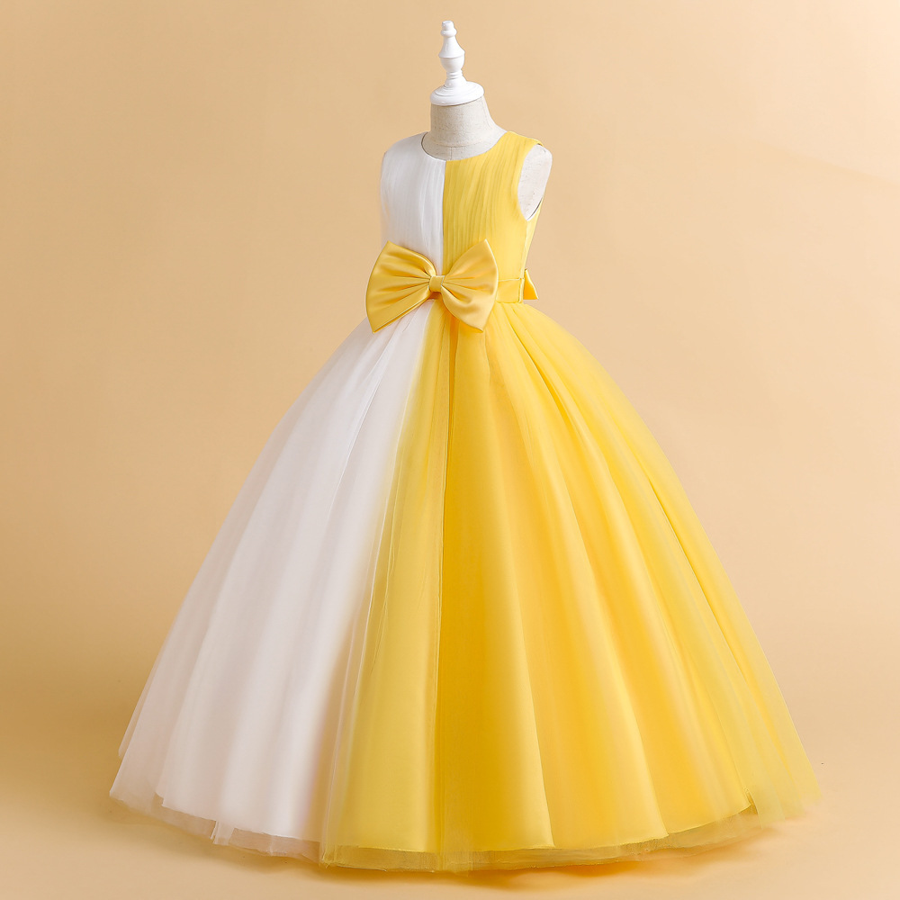 

New Flower Girls' Dresses children's princess dress color matching fluffy gauze dress for girls' party show performance dress, Green powder