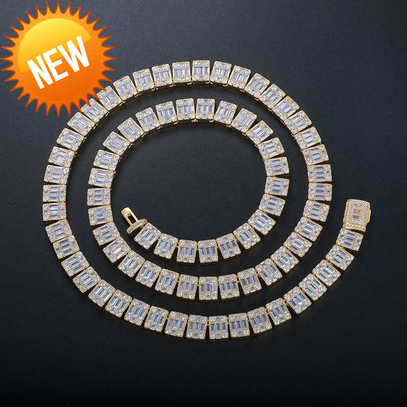 

Trapezoidal necklace 9mm square round zircon Cuban chain hip-hop trend men's and women's boutique accessories