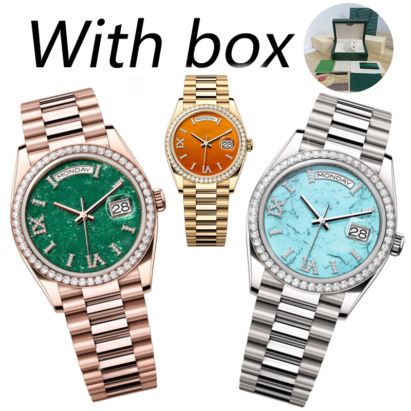 Mens Diamond Watch Day Date 40 36 Super Factory Popular New Week Series Top Fashion Casual Men&#039;s Watch Silver Fully Automatic Mechanical Wat-image-859870360