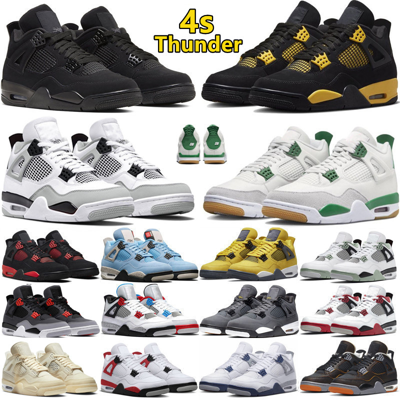 

Jumpman 4 retro 4s Basketball Shoes Pine Green Thunder Military Black Cat Canvas Seafoam Sail Union x Noir Bred University Blue Men Women Trainers Sports Sneakers, Color#27