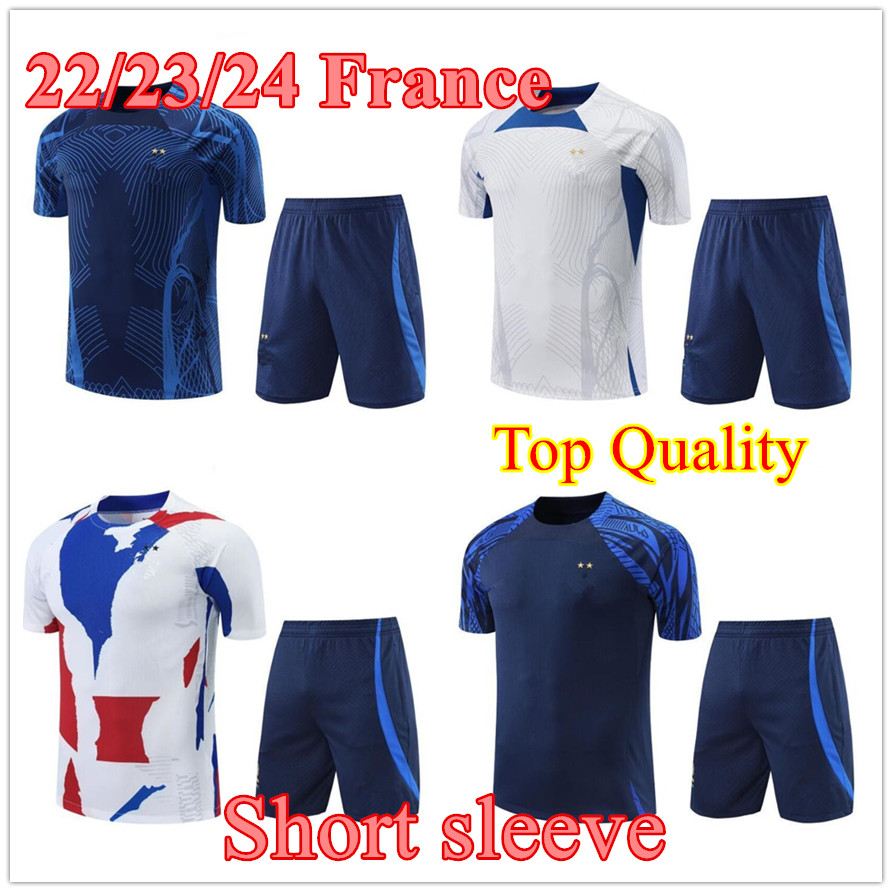 

2023 French Tracksuits soccer jerseys men short sleeves training suit 23/24 French chandal futbol GIROUD BENZEMA MBAPPE survetement Maillot de football sportswear, 10