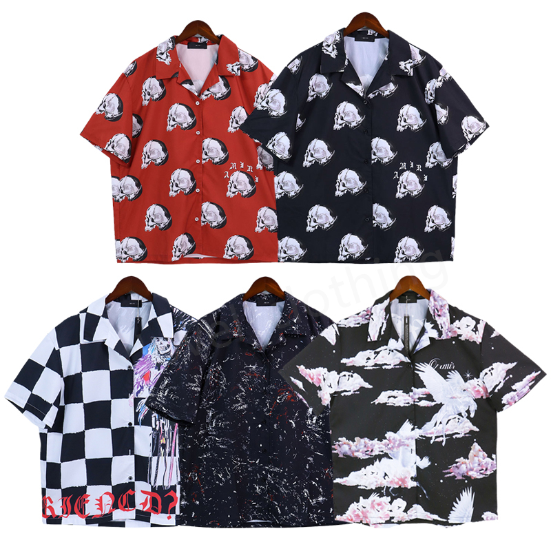 

Mens Women shirt Designer amilis Summer beach Fashion Short sleeve shirt streetwear Loose tide Cottons Skulls print Luxurys tops Clothing Size -XL