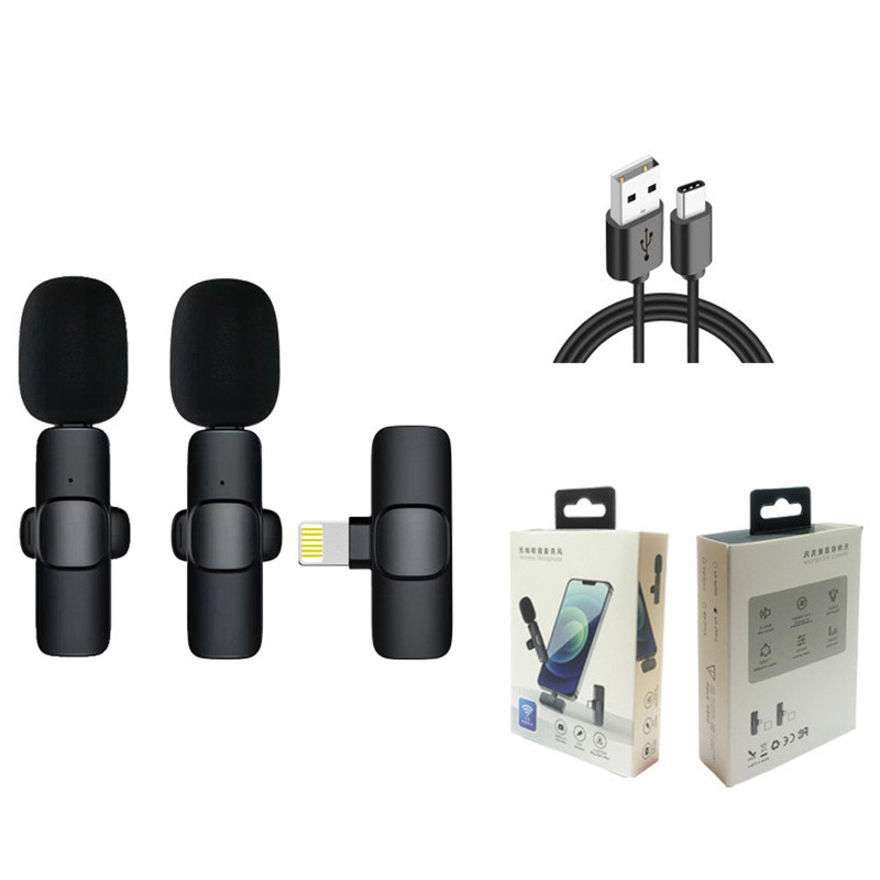

Wireless Collar Clip Type Microphone Portable Audio Video Recording Mini Mic For iPhone Android Live Broadcast Gaming Phone Mic With Retail Box