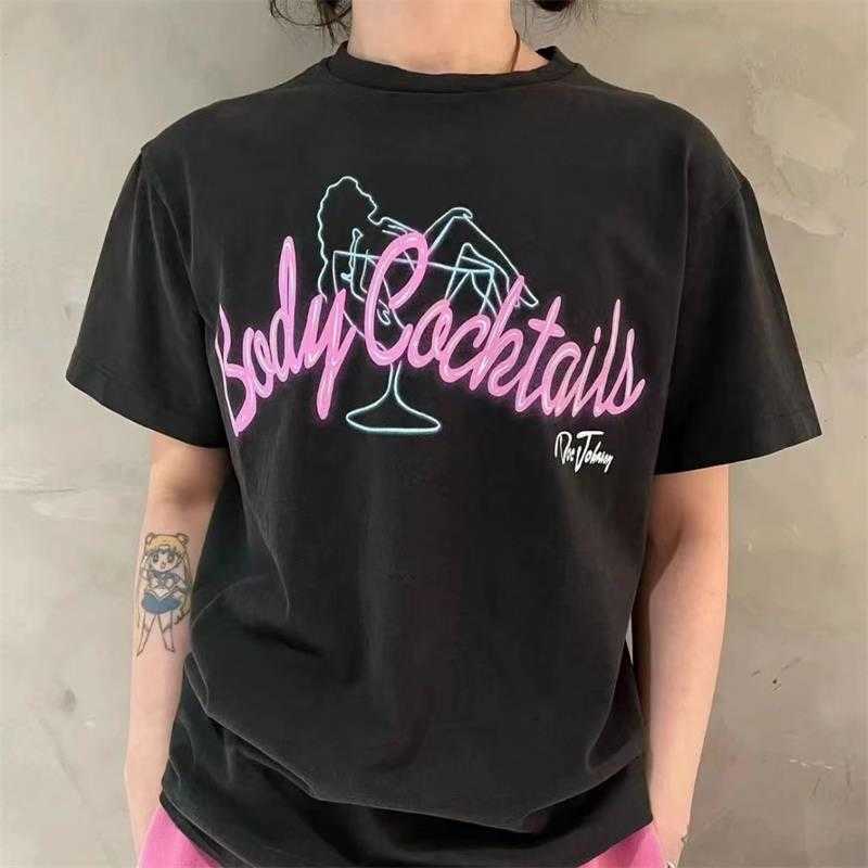 

Fashion Designer Clothing Tees Rock Tshirt Galleryes Depts Washed Used Gold Plated Men Women's Beauty Popular Couples Summer Pure Cotton Short Sleeves, Black