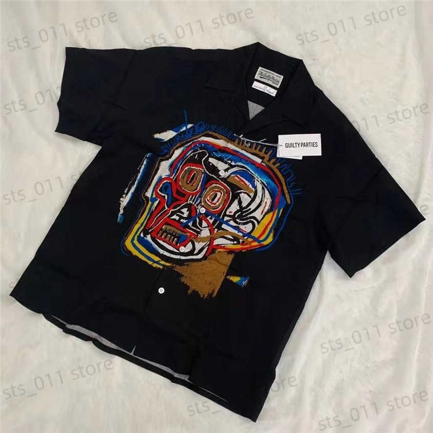 

Men's Casual Shirts 2022ss WACKO MARIA Shirt Men Women 1 1 Best-Quality WACKO MARIA Graffiti Character Print Shirt Top Tees T230419