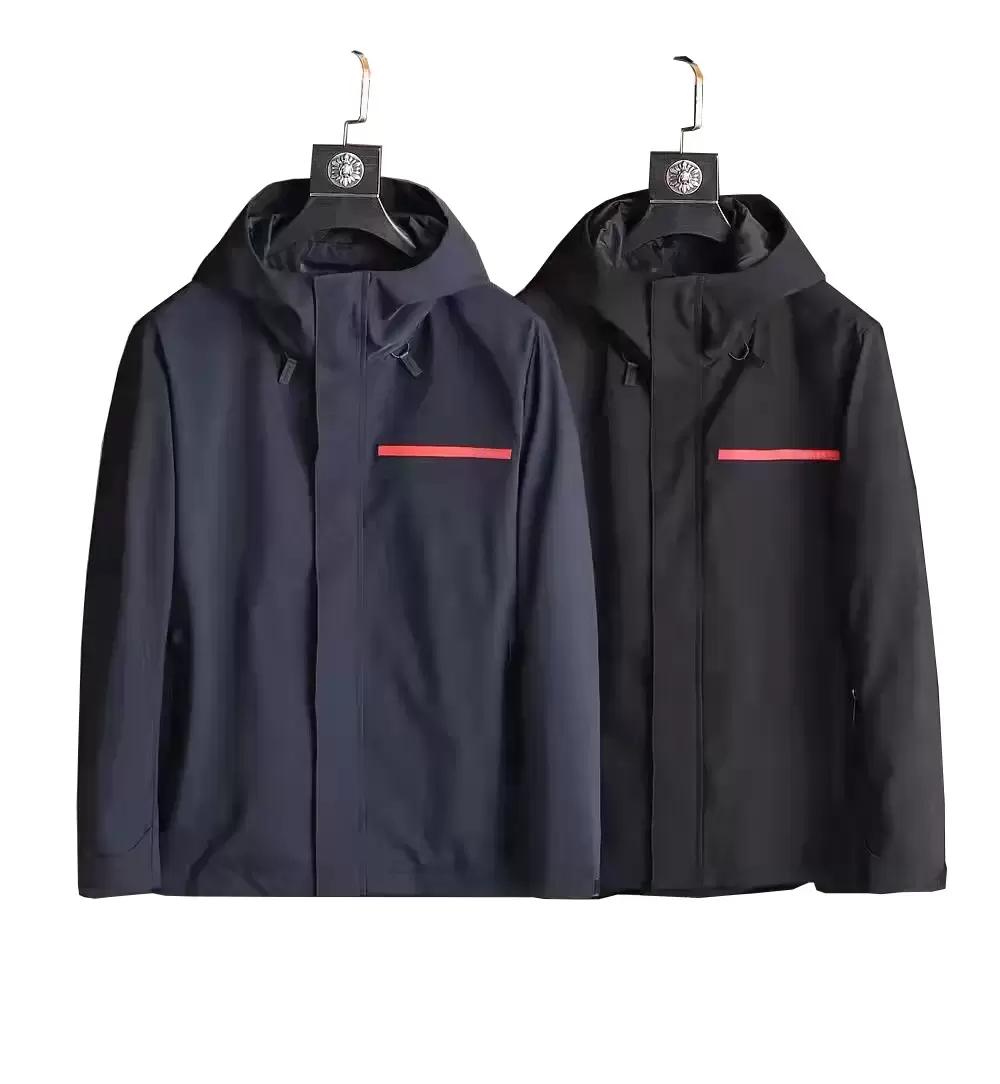 

Mens Fashion Spring Summer Letter Print jacket Hooded Autumn Winter Style Men's Women's Trench Coat Long Sleeve Designer Coat with Zippe HCW, Black