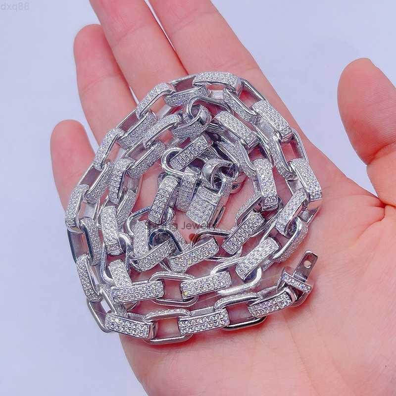 

pass diamond tester hip hop iced out diamond moissanite 8mm square box link chain