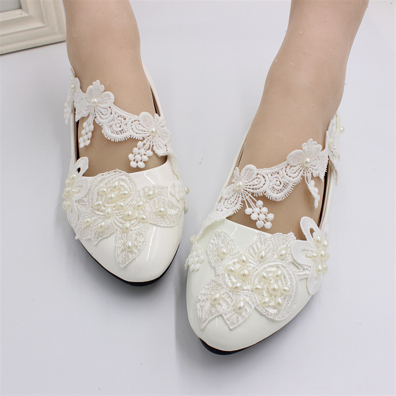 

Sandals White lace wedding shoes Flat dress bride bridesmaid fashion women's BH163 230419