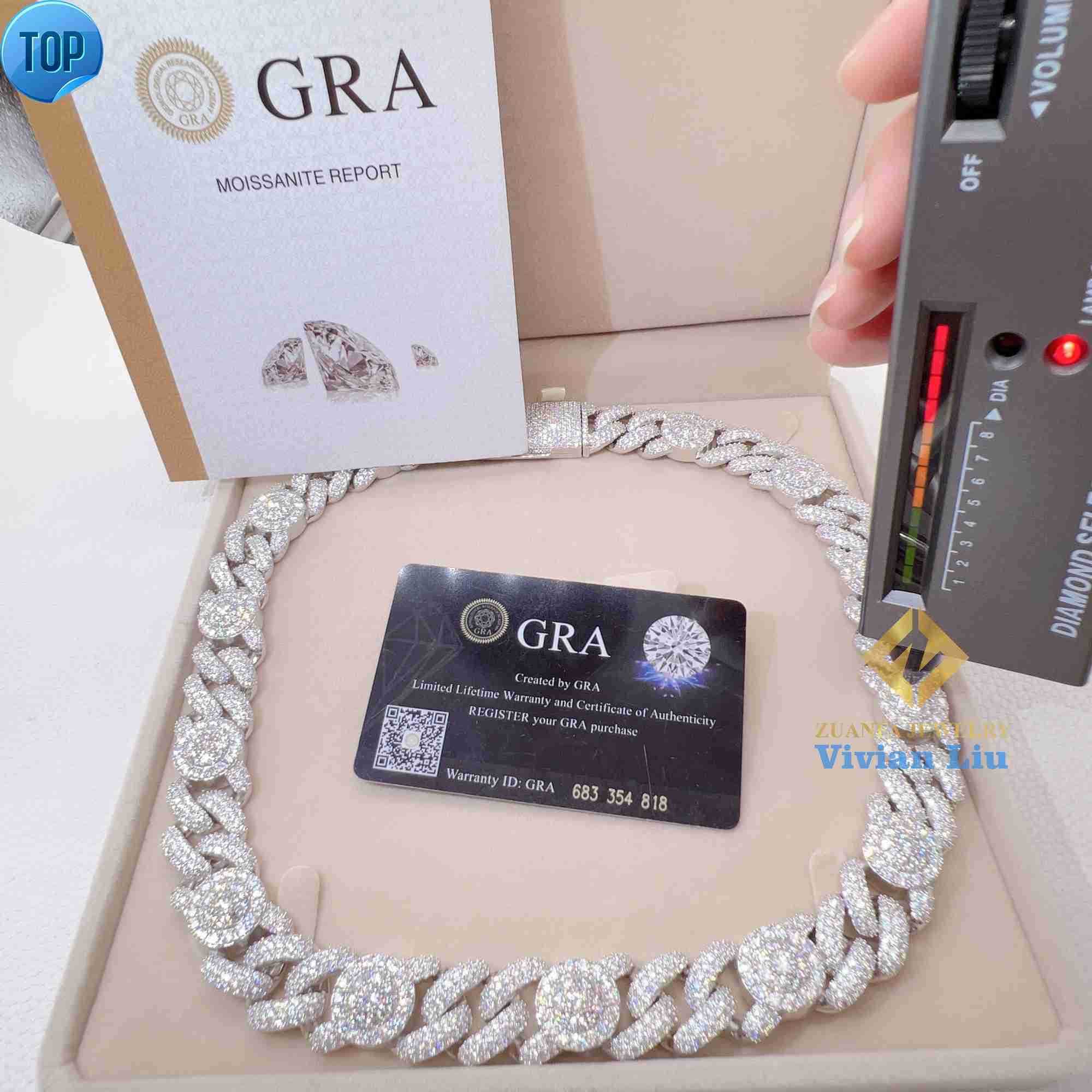 

Design Mens Necklace Sterling Silver 925 Vvs Moissanite Iced Out Hip Fine Jewelry Miami Cuban Link Chain