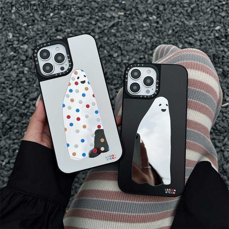 

Cell Phone Cases CASETIFY Cute Black Ghost Imp Mirror Makeup Phone Case For IPhone 11 12 13 14 Pro Max Luxury All-inclusive Graffiti Anti-drop T230419