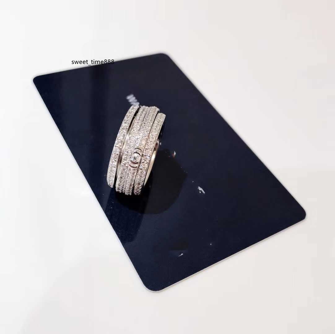 

Luxury Designer Cluster Rings Possession Top Sterling Silver Three Movable Full Crystal Ring For Women Wedding Engagement Lovers Couples Jewelry Party Gift