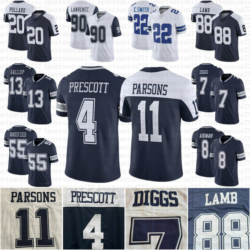 

11 Micah Parsons CeeDee Lamb Cowboyes Football Jersey Dak Prescott Trevon Diggs Tony Pollard Demarcus Lawrence Emmitt Smith Leighton Vander Esch Mens Women Youth