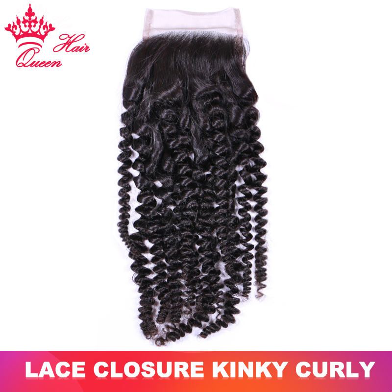 

Top Quality Lace Closure Brazilian Virgin Human Raw Hair Kinky Curly Free Part 14inch to 22inch 4x4 Lace Closure Free Shipping Queen Hair Products, Natural color