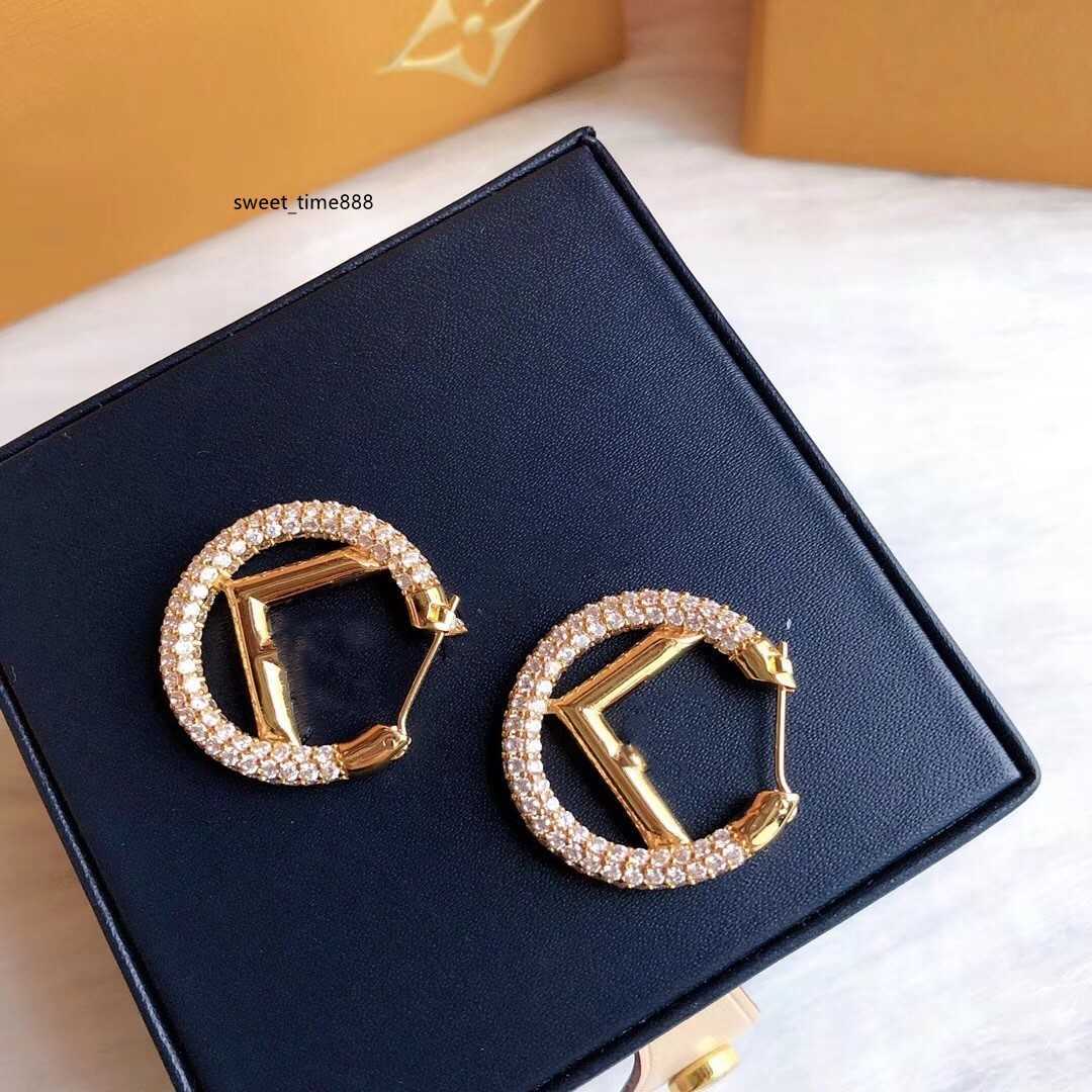 

Designer Jewelrys F Letter Earrings Fashion Gold Hoop Earrings for Lady Women Party Wedding Lovers Gift Engagement Jewelry Bride With Box