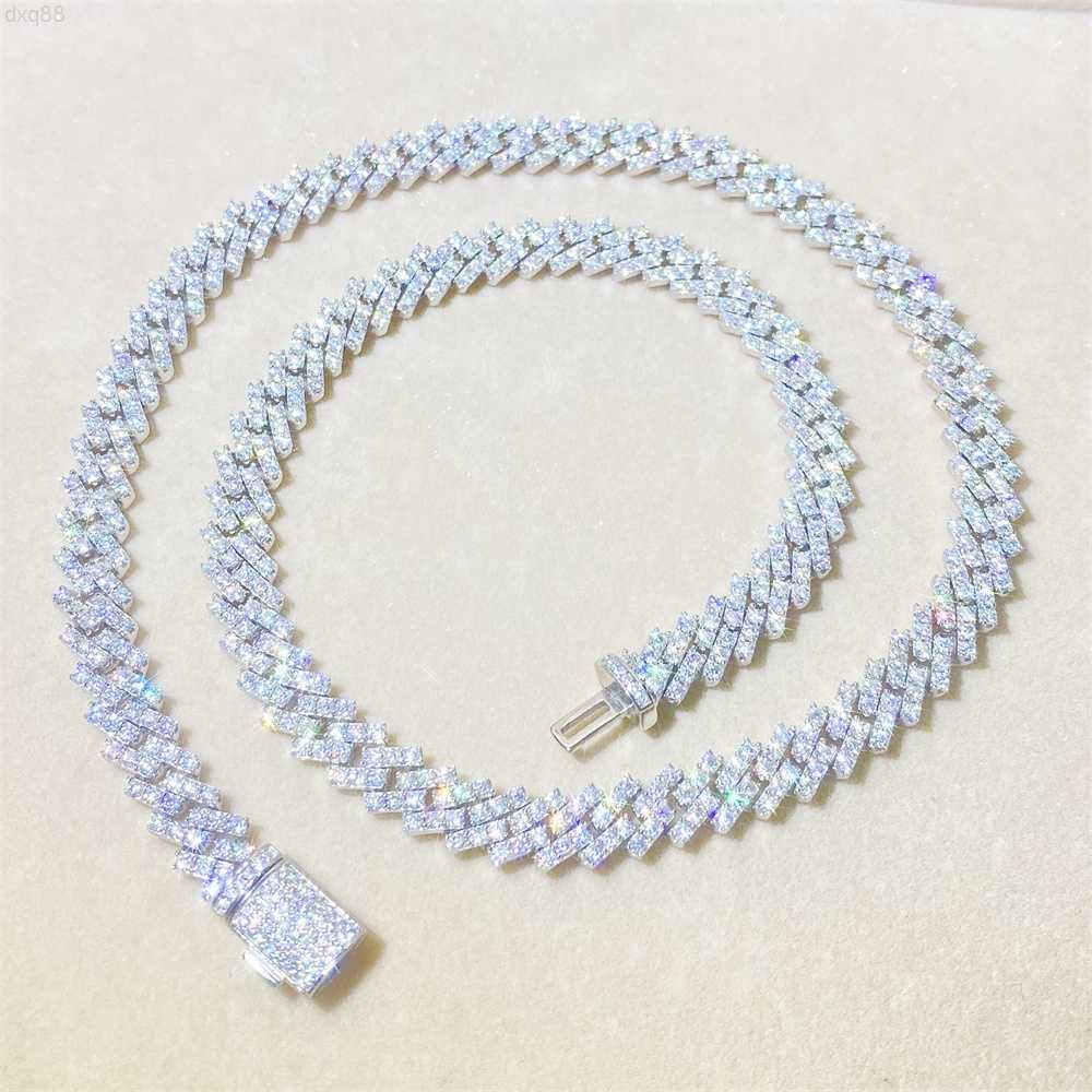 

Men Hip Hop Jewelry 10MM 1 Row Bling VVS Moissanite Necklace for Women Fantasy 925 Sterling Silver Icy Necklace