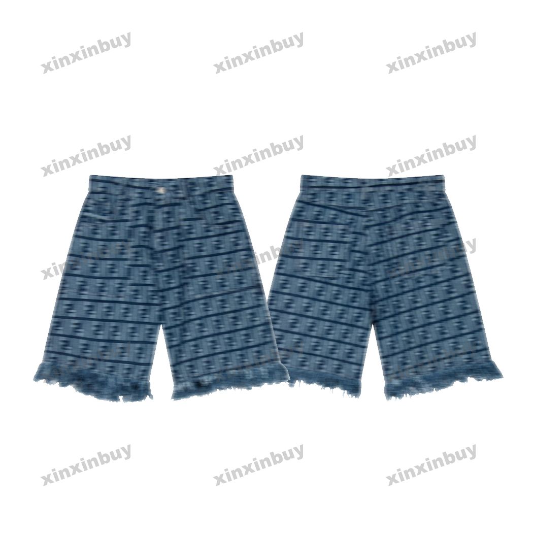 

xinxinbuy Men women designer Shorts pant Double letter jacquard denim Spring summer brown white black blue S-2XL