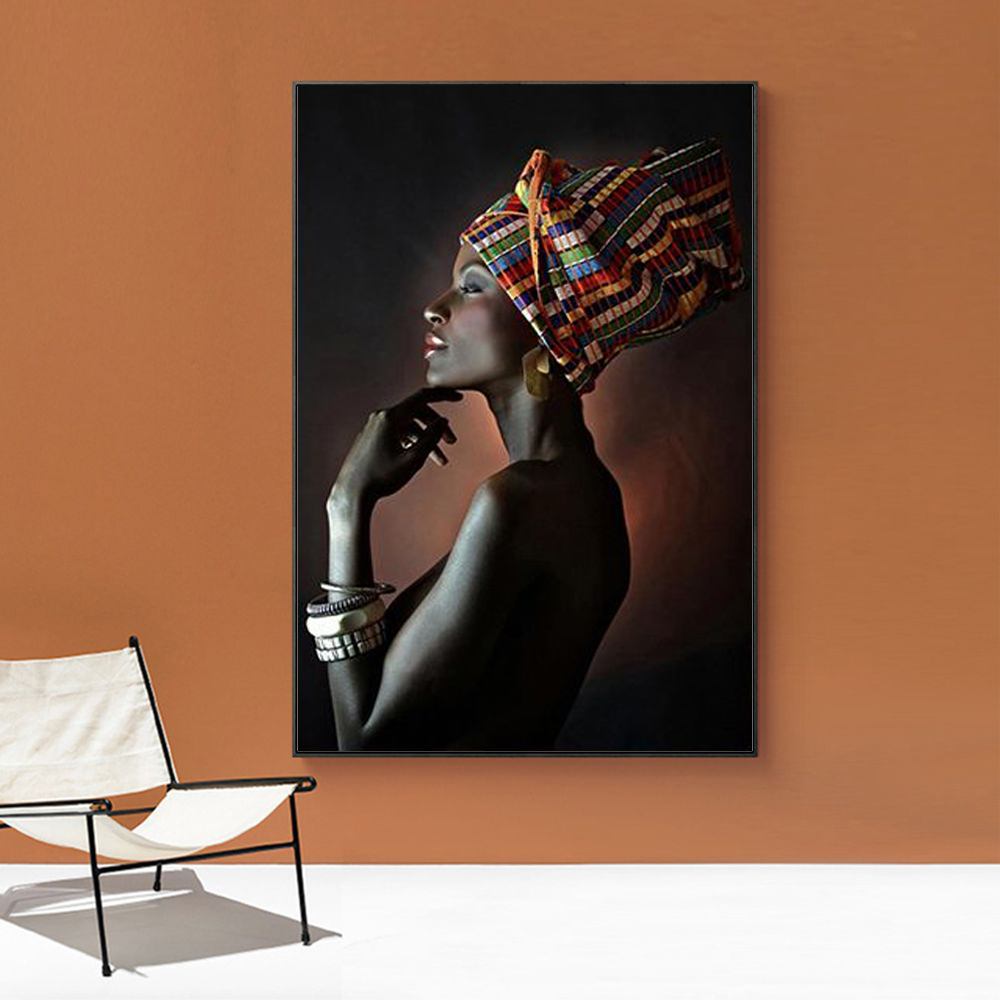 

Modern Art Canvas Painting African Black Woman Posters and Prints Thinking Posture Wall Art Pictures For Living Room Home Decor