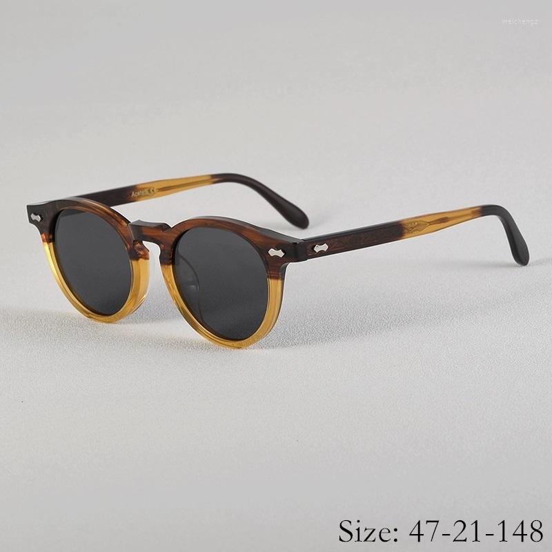 

Sunglasses Vintage Fashion Pilot TVR505 Color Matched Thick Acetate Frame Retro Round UV400 Polarized Lens Women Man Top Quality
