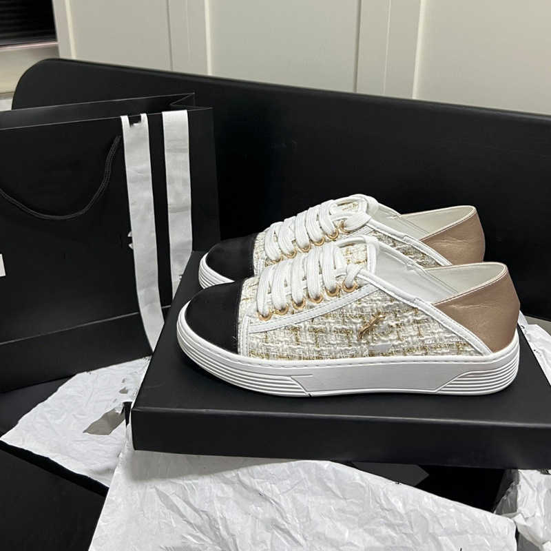 

designer shoes channel women sneakers Small Fragrant Wind Canvas Shoes for Women with Low Heels Step on Feet Half Slippers Wear Versatile Breathable Round Toe Small W, Make apricot