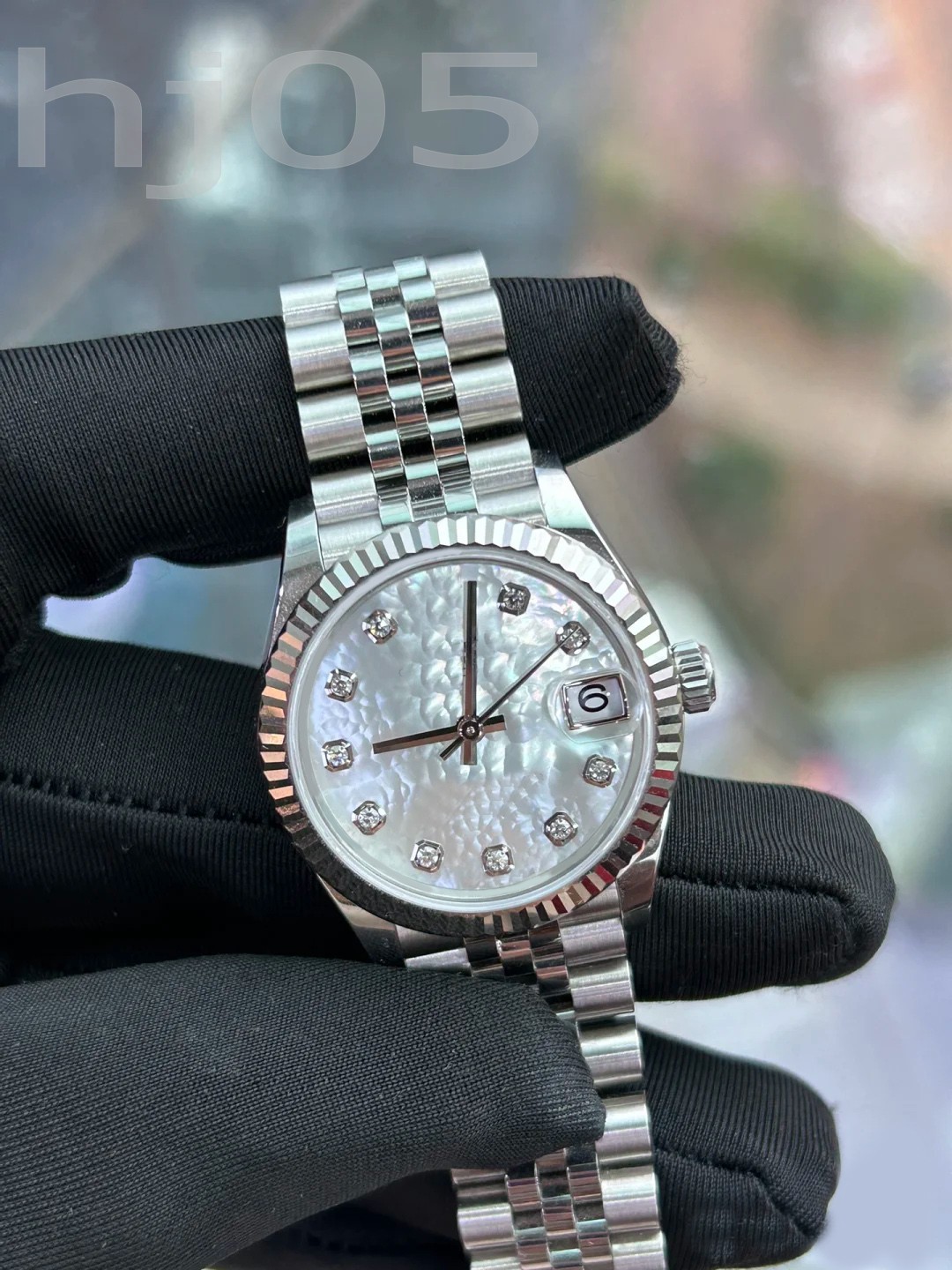 

Super luminous multi styles watch designer wristwatch ice out leisure occasions montres dame blue dial with letters mechanical automatic watch SB018 B23, 2#