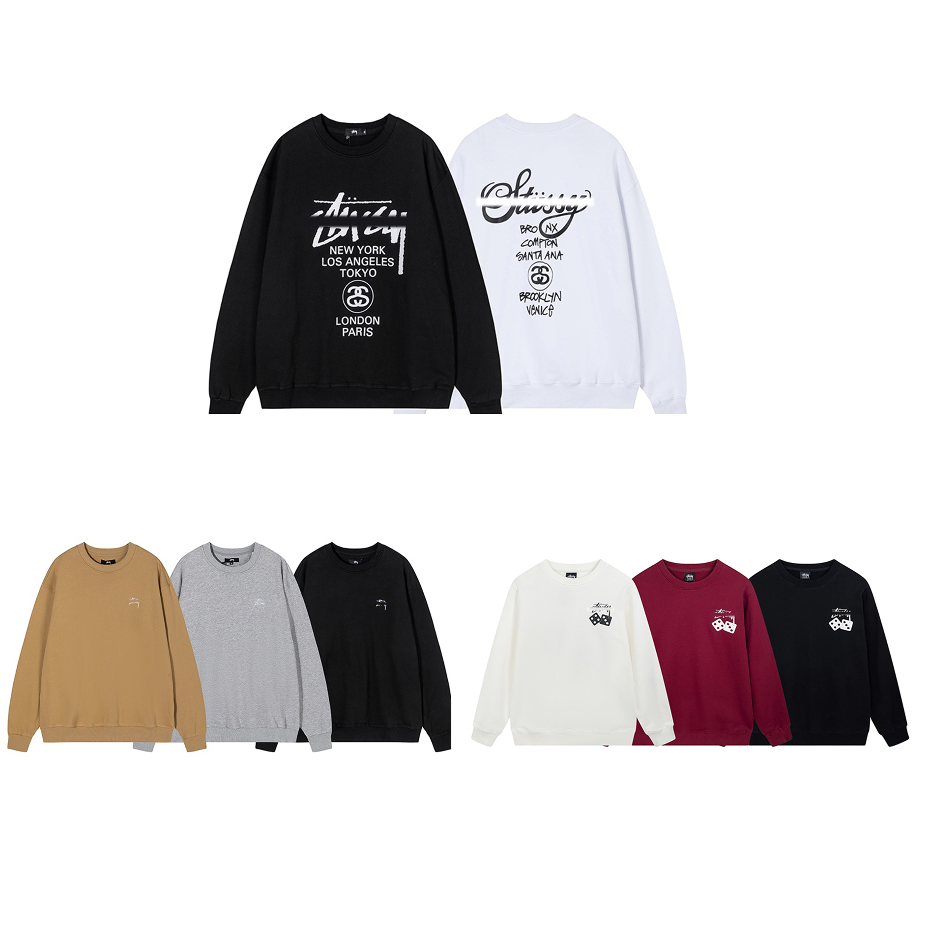 

Designer Hoodie STUSSYS Classic Embroidered Men's Dice Print Women's loose hoodless Crewneck hoodie