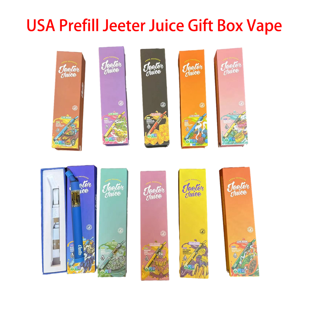 

Disposabe e Cigarette Jeeter Juice Live Resin Gift Box 1.0ml Pre-filled USA carts Type C 350mah battery 10 Strains Stickers 50Pcs